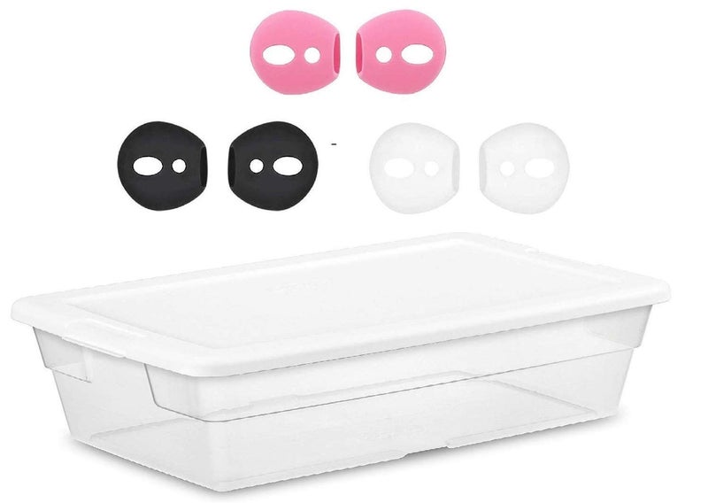 BLLQ Ear Tips Ear Gels Anti-Slip Earuds Cover Silicone Compatible with AirPod 1st gen and 2nd gen., 3 Pairs White/Black/Pink - Image 2